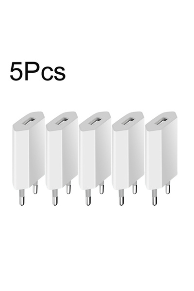choice2 5pcs White EU Plug 5Pcs 5V 1A USB Travel Wall Charger Adapter Chargin...