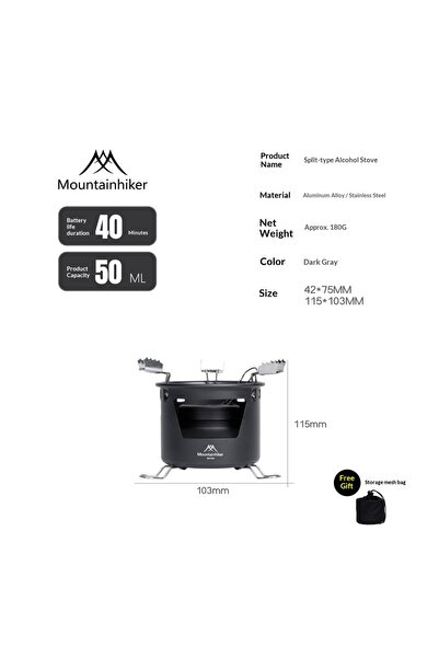 Choice Black alcohol stove Mountainhiker Split-Type Alcohol Stove | Portable ...