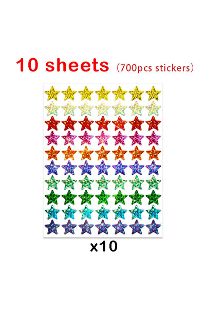 Choice1 10 أوراق 700 ملصق 350/1050 قطعة ملصقات ملونة هولوغرافية على شكل نجمة ...