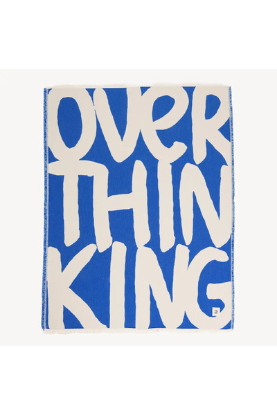 Cudl Club Overthinking Mavi Desenli %100 Pamuk Koltuk Örtüsü Renkli Örtü | Ov...