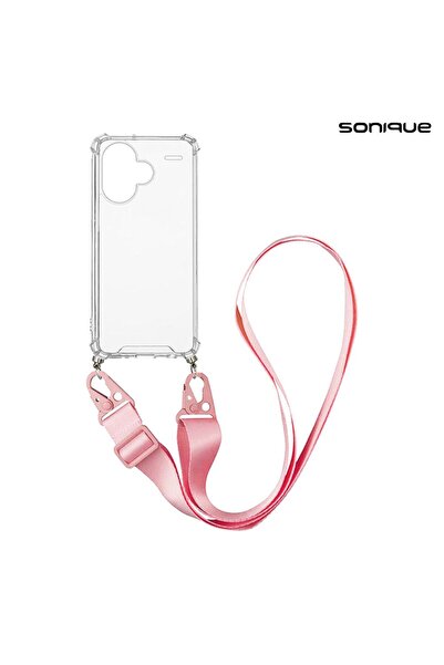 Sonique Θήκη Σιλικόνης με Strap Armor Clear Xiaomi Redmi Note 13 Pro Plus 5G Ροζ