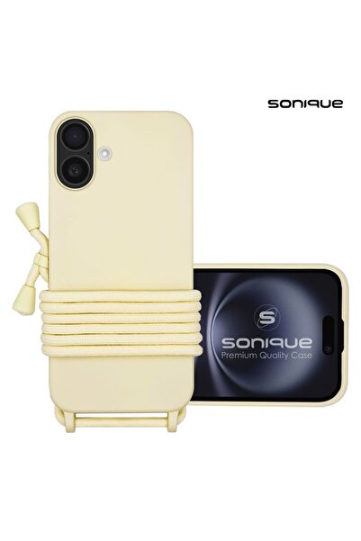 Sonique Θήκη Σιλικόνης με Κορδόνι CarryHang Apple iPhone 16 Plus Μπεζ