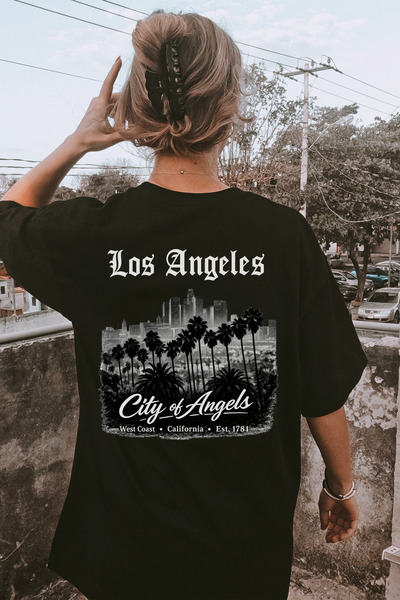 Auryne Jewelry Unisex Los Angeles Printed T-Shirt 100% Organic Cotton Crew Ne...