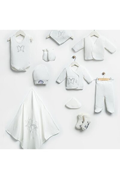 Minimio Kids 10-Piece Premium White Butterfly Embroidered Newborn Hospital Di...