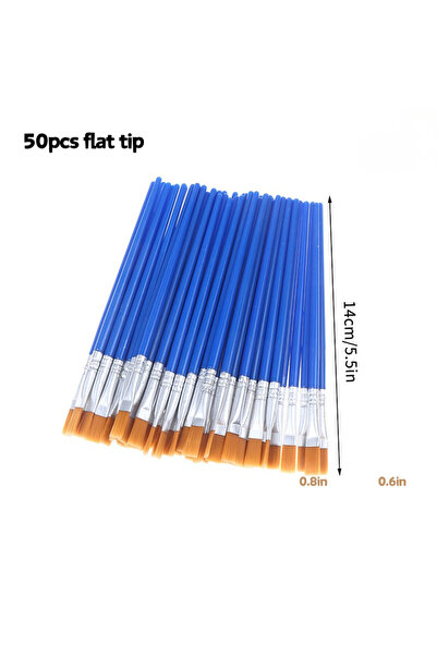 choice2 50pcs flat Multi-Pack Blue Plastic Handle Paint Brushes, Pointed & Fl...