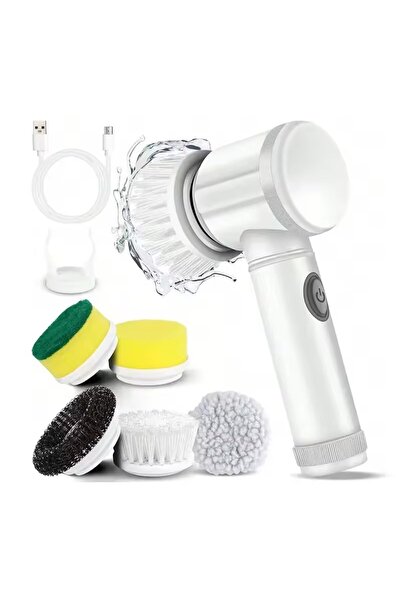 Choice1 White 5in1 Electric Spin Scrubber Cordless Spin Scrubber with 5 Repla...