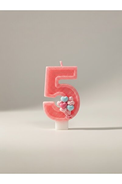 Miki & Miki Pembe Simli Pasta Mumu Doğum günü mum 5 yaş Balon Konsept