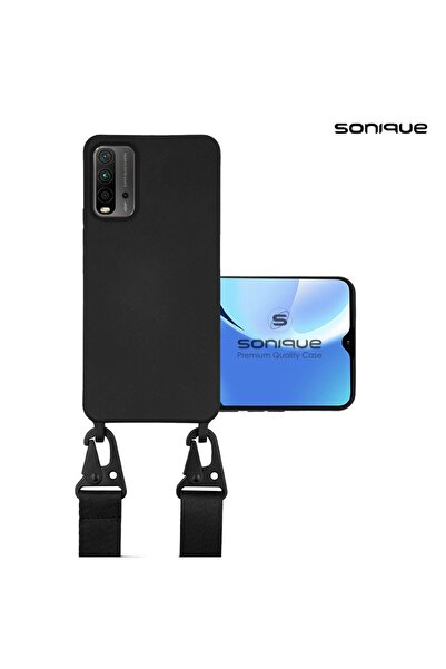 Sonique Θήκη Σιλικόνης με Strap CarryHang Xiaomi Poco M3 / Redmi 9T Μαύρο