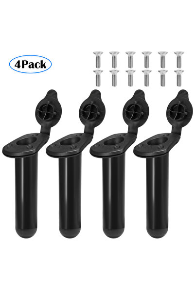 Choice Black 4 PCS Kayak Fishing Rod Holders with Cap Cover Plastic Flush Mou...