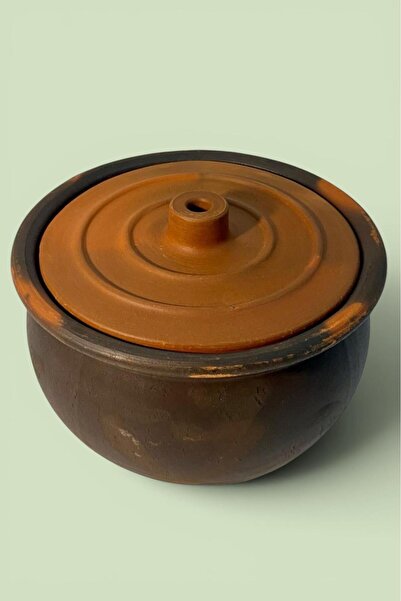 adenart pottery Toprak Güveç Tencere Küçük Boy 20 Cm Doğal El Yapımı (Kapaklı...