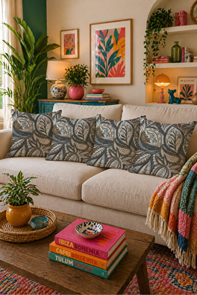 LadiesHome Vintage Shawl Patterned 4-Piece Throw Pillow Cover 43X43 cm Ethnic...