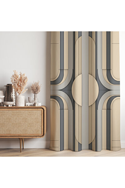 Hanna Home Bohem Bej Kahverengi 12 Geometrik Desenli Kadife Görünümlü Genç Od...