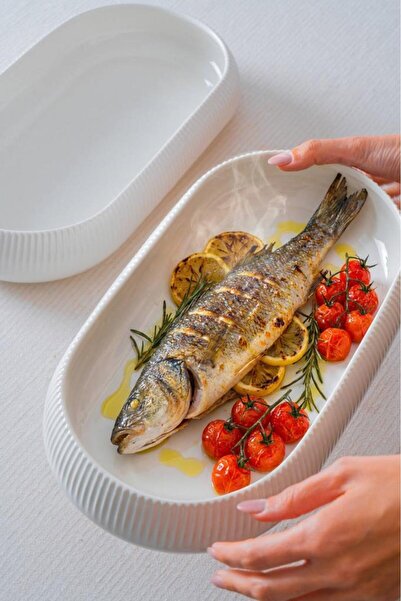 ACAR BIANCO LINEA 2'Lİ OVAL DERİN KAYIK TABAK 18X35CM