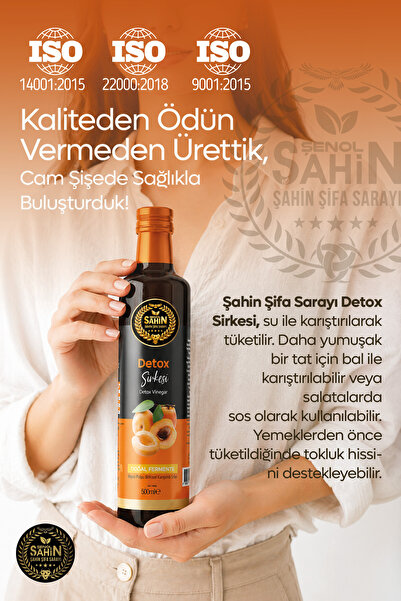 ŞAHİN ŞİFA SARAYI Detox Sirkesi Kayısılı Bitkisel Karışımlı Sirke 500ml