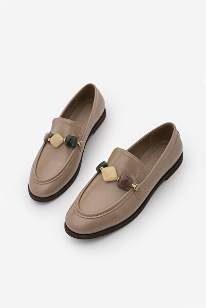 Marjin Women's Loafer Moccasin Classic Casual Shoes with Stones Meniva Vizon