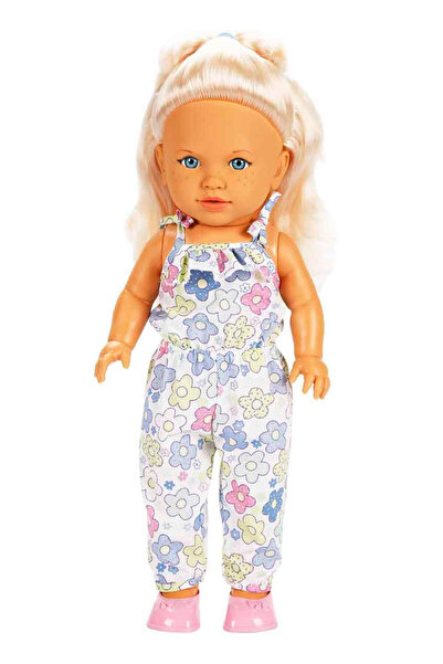 Feyza Oyuncak Tina Summer Et Bebek 45 cm | Çiçekli Tulumlu Çilli Büyük Boy Oy...