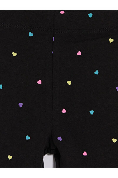 LC Waikiki Black Heart Printed Girls' Tights