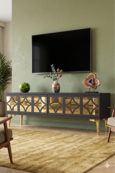 YUMEDİ DESİGN TSA1236AG - FİLİBE TV STAND , TV SEHPASI 120CM ANTRASİT-GOLD