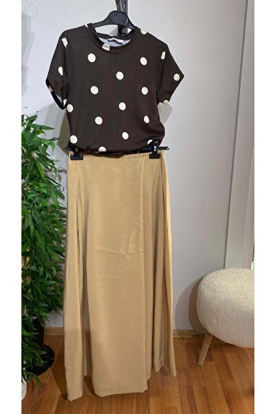 SONGÜLBERİK Women's Skirt-Like Wide-Leg Palazzo Trousers