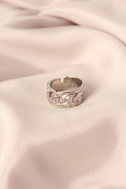 MEKs Silver Color Metal Stone Model Adjustable Women's Ring 5886 - Hep-4568-9677