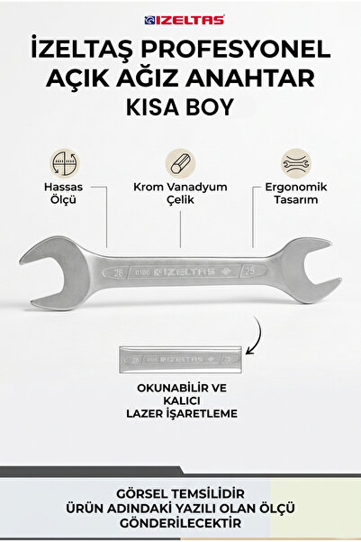 İzeltaş 24x27 İki Ağız Anahtar Kısa Boy