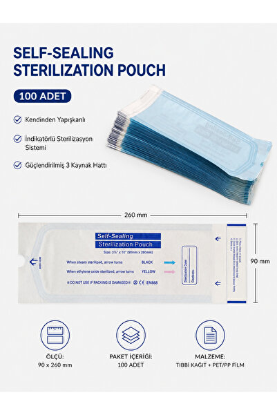 Fanatic Alet Sterilizasyon Zarfı - İndikatörlü - Kendinden Yapışkanlı Sterili...