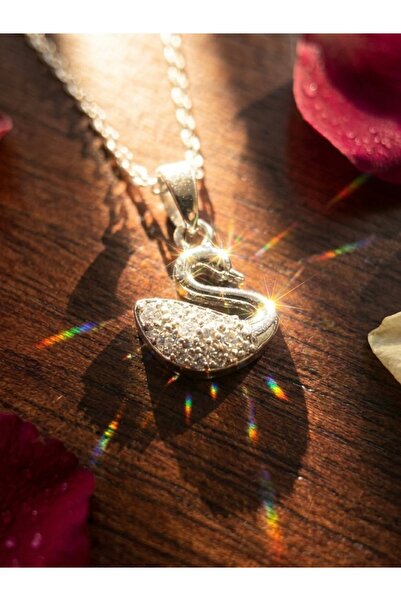 Meneva Aksesuar The Symbol of Elegance: Rainbow Sparkling Zircon Stone Swan S...