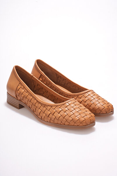 ANALİN SHOES Balerini de damă din piele naturală cu detalii tricotate
