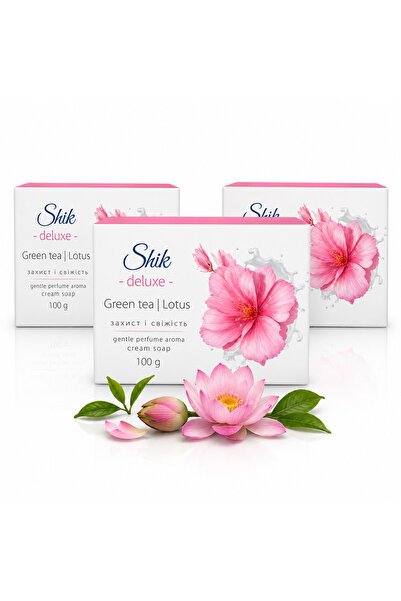 shık Set 3 săpunuri cremă Deluxe® cu ceai verde și lotus, 3 x 100 g