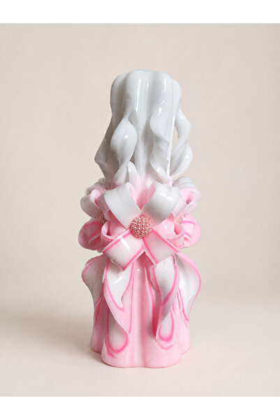 LeviLux Candles Lumânare Sculptată Alb & Roz Decor Premium- Aurora Rose