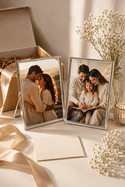 MİS KİTCHEN Double Glass Steel Photo Frame 15X20 cm Metal Desktop Decorative ...