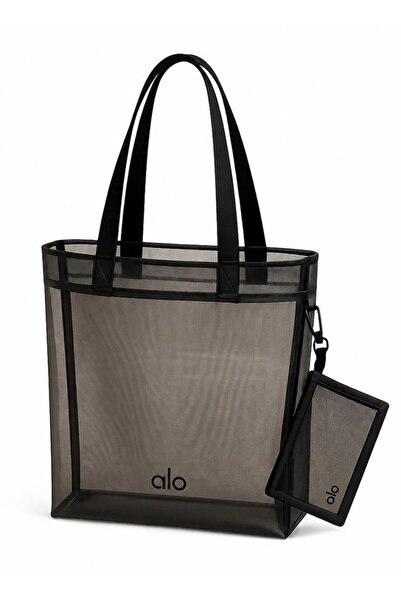abnturk 38x37 cm Ölçülü Siyah Transparan File Plaj Çantası ve Mini Cüzdan Set...
