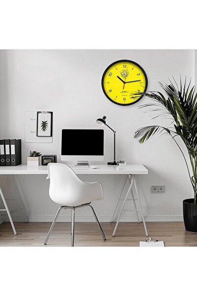 Generic Clokify Nadi Al Wasl Wall Clock, 25 cm Analog, Silent Movement, Battery Operated, Design 2, Black Frame