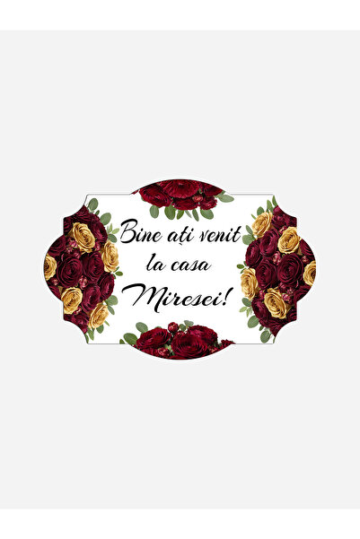 OEM "Welcome to the Bride's House!" Sign, Red Flowers Design, 46x31 cm