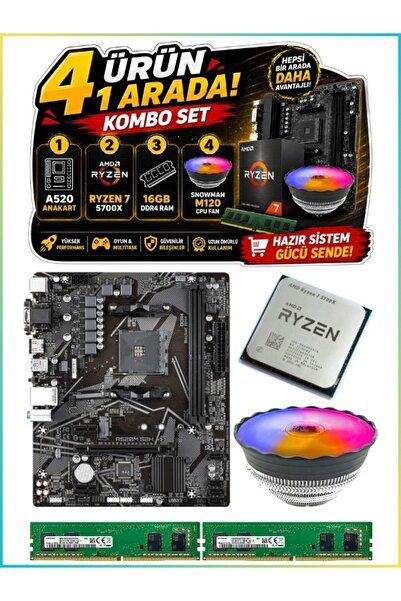 RAMTECH BİLGİSAYAR Ryzen 7 5700x | A520 Anakart | 16GB DDR4 Ram | M120 Rainbo...