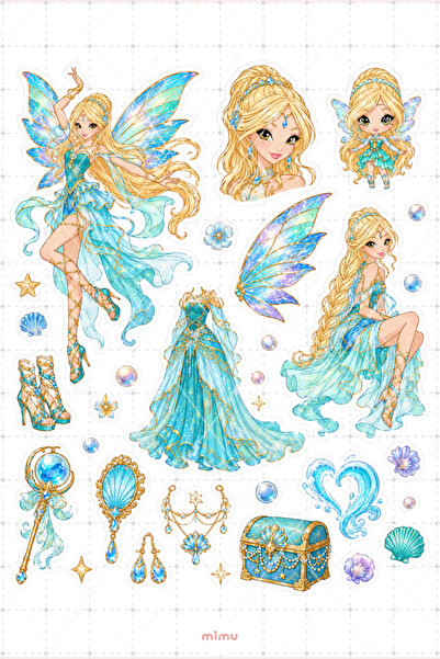 Mimu Art Studio Daphne Sirenix Perisi Sticker Seti Winx Club Sihirli Kız Tema...