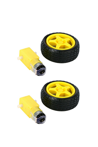 ATOLYE ELEKTRONİK 3-6V Redüktörlü Arduino Uyumlu DC Sarı Motor ve Tekerlek - ...