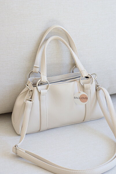 Women's Silver Ring Detailed Handbag Curved Design Stylish Casual Shoulder Bag En28 Size15