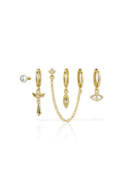 Venus Design Steel Pearl Eye Set of 6 Earrings