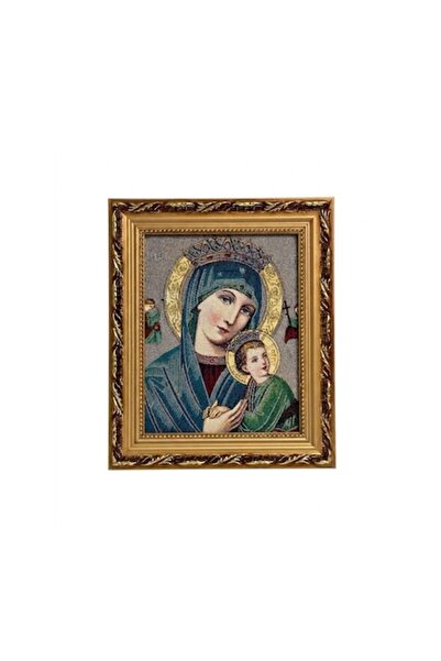 VERSET Textile Icon (Tapestry) Orthodox Mother of God with Child, Gold Baroqu...