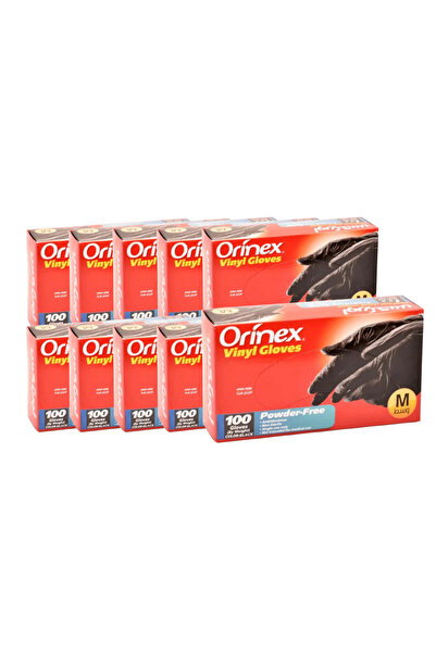 Orinex 10 Packs |   Orinex |   Powder Free Vinyl Gloves Size m Black - (100 G...