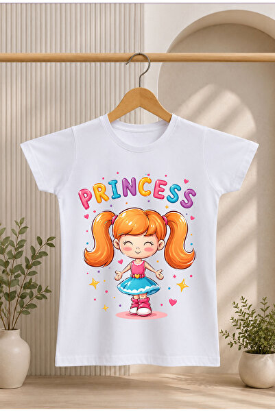 ModaXen Children's T-Shirt with Lettering and Princess Print, 100% Cotton, Sh...