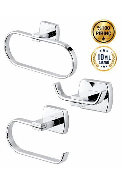 OSSO BANYO Marina Series Chrome Brass Bathroom Accessory Set Towel Holder Rac...