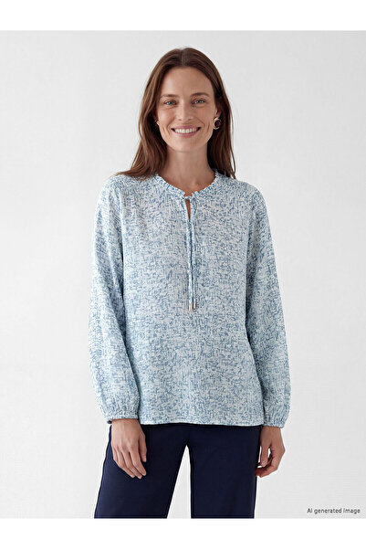 LC Waikiki Nevavm Collar Patterned Blouse with a Difference