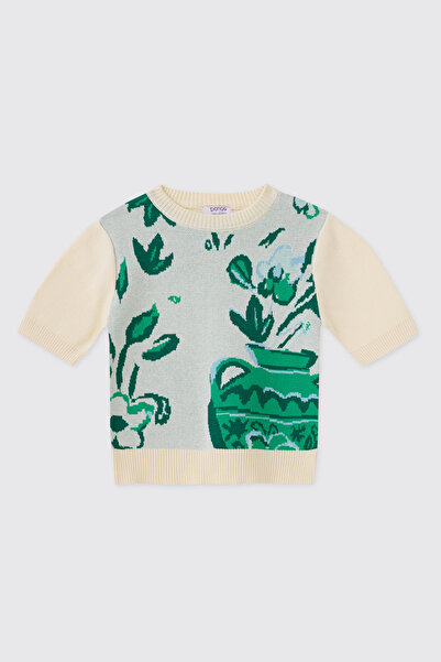 Panço Girl's Knitwear Ecru Sweater