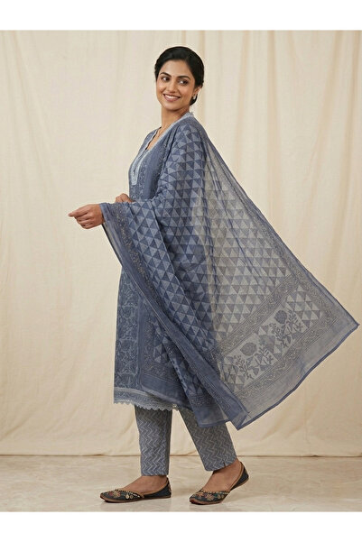 THUGFIT DARK BLUE PRINTED SALWAR SUIT