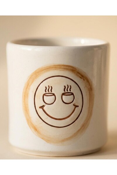 Love Bundles Handmade Ceramic Mug 220 ml – Coffee Smile Patterned Mug