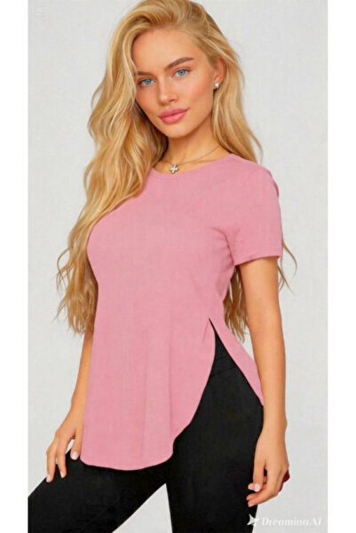 Efnaz style Women's Viscose Fabric Blouse with Slit Detail