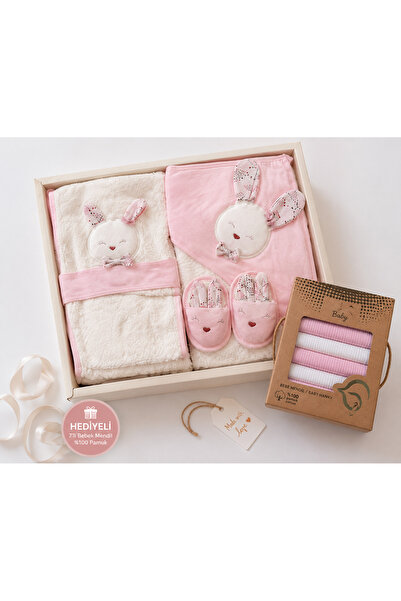 Ens Group Avm 100% Cotton 4-Piece Rabbit Baby Bathrobe Set + 7-Piece Baby Wip...