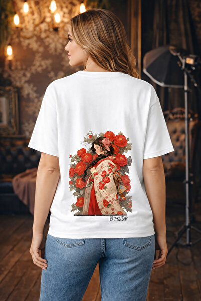 Bocamar Oversize Unisex Bisiklet Yaka T-Shirt Beyaz L